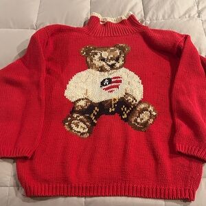 Red Teddy Bear Turtleneck Sweater